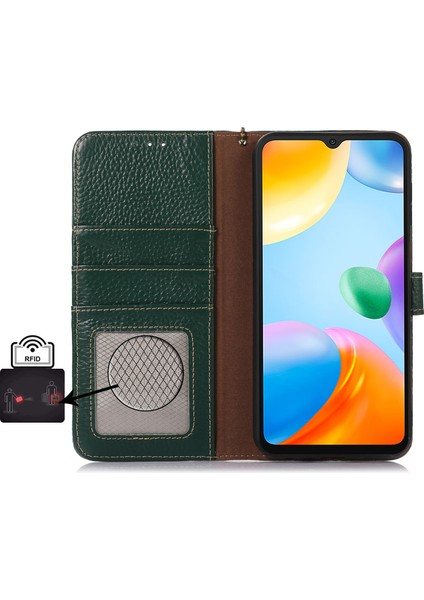 Xiaomi Redmi Note 13 Pro+5g Telefon Kılıfı Cüzdan Kapağı Litchi Doku Rfıd Engelleme-Yeşil (Yurt Dışından)