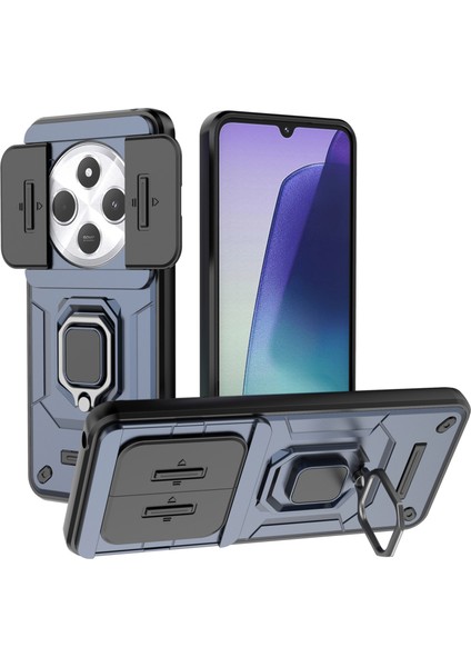 Xiaomi Redmi Için 14C 4g Kılıf Pc+Tpu Lens Kapaklı Kickstand Telefon Koruyucu-Mavi (Yurt Dışından)