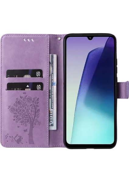 Baskı Çiçek Xiaomi Redmi 14C 4g Kılıf Kedi Ağacı Desen Flip Deri Telefon Kapağı-Açık Mor (Yurt Dışından) modelleri