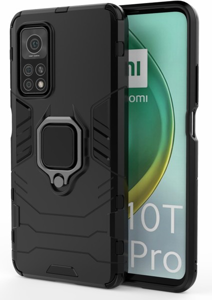 Xiaomi Redmi K30S Için Pc + Tpu Kılıf, Serin Koruma Halkası Tutucu Kickstand Kabuk-Siyah (Yurt Dışından)