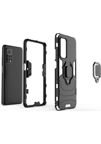 Xiaomi Redmi K30S Için Pc + Tpu Kılıf, Serin Koruma Halkası Tutucu Kickstand Kabuk-Siyah (Yurt Dışından) fırsatları