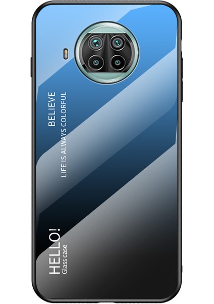 Xiaomi Mi 10T Lite 5g-Mavi/siyah Için Tpu+Pc+Degrade Renk Temperli Cam Cep Telefonu Arka Muhafaza (Yurt Dışından)