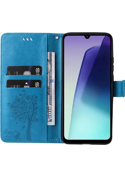 Xiaomi Redmi 14C 4g Kılıf Kedi Ağacı Desenli Flip Deri Telefon Kapağı-Mavi Baskı Çiçek (Yurt Dışından) modelleri