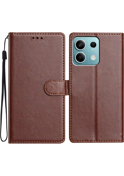 Xiaomi Redmi Note 13 5g Deri Telefon Kılıfı Için Kullanışlı Askı-Kahverengi ile Cüzdan Standı Kapağı (Yurt Dışından)