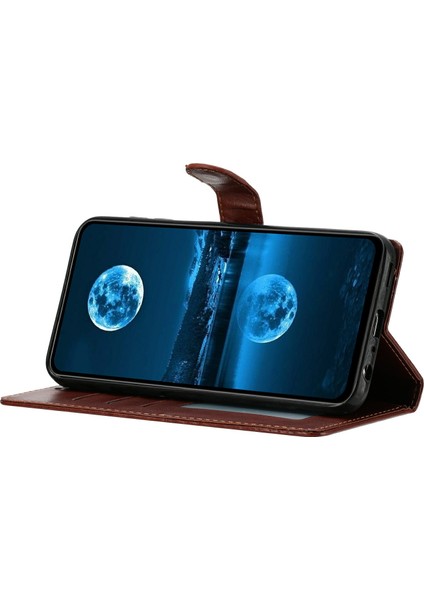 Xiaomi Redmi Note 13 5g Deri Telefon Kılıfı Için Kullanışlı Askı-Kahverengi ile Cüzdan Standı Kapağı (Yurt Dışından)