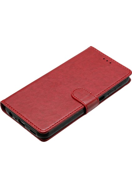 Xiaomi Redmi Note 13 5g Deri Telefon Kılıfı Cüzdan Standı Kapaklı Kullanışlı Askı-Kırmızı (Yurt Dışından)