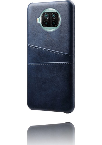 Xiaomi Redmi Note 9 Pro 5g-Mavi Için Çift Kart Yuvalı Pu Deri Kaplamalı Sert Pc Kapağı (Yurt Dışından)