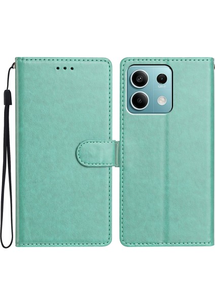 Xiaomi Redmi Note 13 5g Deri Telefon Kılıfı Cüzdan Standı Kapağı ile Kullanışlı Askı-Yeşil (Yurt Dışından)