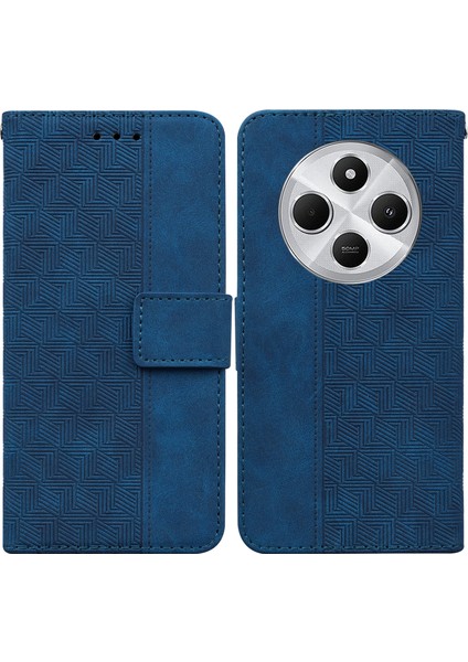 Xiaomi Redmi 14C 4g Kılıf Geometri Desenli Deri Cüzdan Telefon Kapağı-Mavi (Yurt Dışından)
