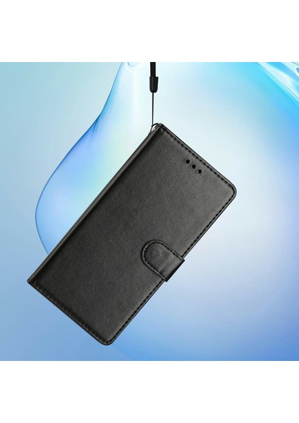 Xiaomi Redmi Note 13 5g Deri Telefon Kılıfı Cüzdan Standı Kapaklı Kullanışlı Kayış-Siyah (Yurt Dışından)