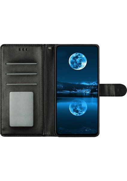Xiaomi Redmi Note 13 5g Deri Telefon Kılıfı Cüzdan Standı Kapaklı Kullanışlı Kayış-Siyah (Yurt Dışından)