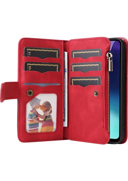 Çok Fonksiyonlu Xiaomi Redmi 14C 4g Kılıf Fermuar Cüzdan Deri Telefon Kılıfı Stand-Kırmızı (Yurt Dışından) fiyatları
