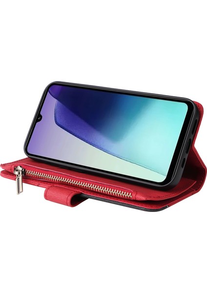 Çok Fonksiyonlu Xiaomi Redmi 14C 4g Kılıf Fermuar Cüzdan Deri Telefon Kılıfı Stand-Kırmızı (Yurt Dışından) fırsatları