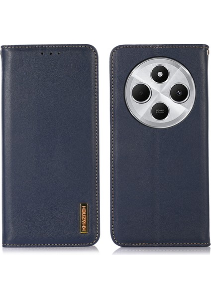 Xiaomi Redmi 14C 4g Kılıf Hakiki Inek Deri Cüzdan Telefon Kapağı Nappa Doku-Mavi Için (Yurt Dışından)