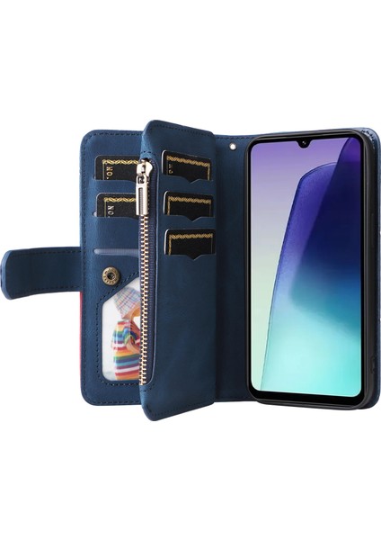 Çok Fonksiyonlu Xiaomi Redmi 14C 4g Kılıf Fermuar Cüzdan Deri Telefon Kapağı Stand-Mavi (Yurt Dışından) modelleri