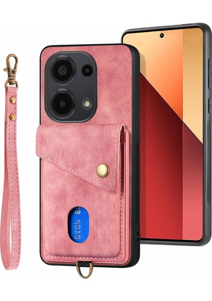 D1 Xiaomi Poco M6 Pro 4g Retro Kılıf Kart Yuvası Kickstand Deri + Tpu Telefon Kapağı-Pembe (Yurt Dışından)