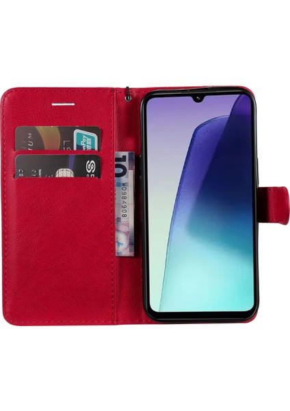 Leather Seriesfor Xiaomi Redmi 14C 4g Kılıf Düz Renk Deri Telefon Kılıfı Cüzdan Standı-Kırmızı (Yurt Dışından) fırsatları