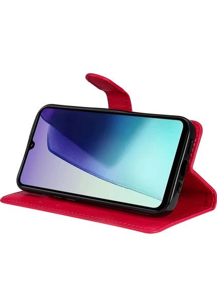 Leather Seriesfor Xiaomi Redmi 14C 4g Kılıf Düz Renk Deri Telefon Kılıfı Cüzdan Standı-Kırmızı (Yurt Dışından) indirimleri