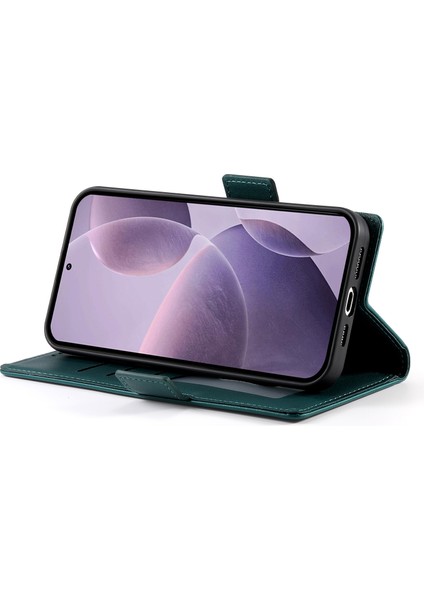 Xiaomi Poco F6 Pro 5g Cüzdan Kılıf Pu Deri Standlı Telefon Kapağı-Siyahımsı Yeşil (Yurt Dışından)