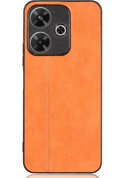 Xiaomi Redmi 13 5g/4g Kılıf Deri+Tpu+Pc Telefon Kapağı Dikiş Hattı-Turuncu (Yurt Dışından)
