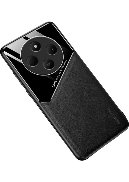 Xiaomi Redmi 14C 4g Kılıf Deri Kaplamalı Pc+Tpu Telefon Arka Kapak-Siyah (Yurt Dışından)