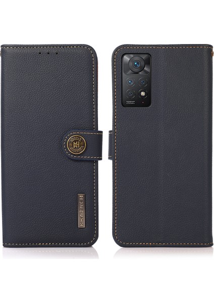 Xiaomi Redmi Note 11 Pro 4g(Mediatek) Rfıd Engelleme Tamamen Sarılmış Hakiki Deri Kabuk, Cüzdan ve Stand-Mavi (Yurt Dışından)
