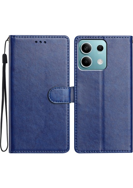 Xiaomi Redmi Note 13 4g Deri Telefon Kılıfı Cüzdan Standı Kapağı ile Kullanışlı Askı-Mavi (Yurt Dışından)