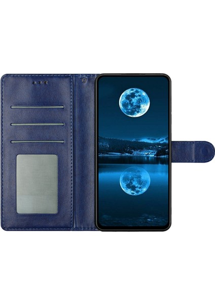 Xiaomi Redmi Note 13 4g Deri Telefon Kılıfı Cüzdan Standı Kapağı ile Kullanışlı Askı-Mavi (Yurt Dışından)