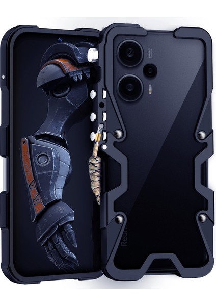 Xiaomi Redmi Note 12 Için Turbo Kılıf Mekanik Kol Alüminyum Alaşımlı Çarpmaya Dayanıklı Çerçeve Kapak-Siyah (Yurt Dışından)