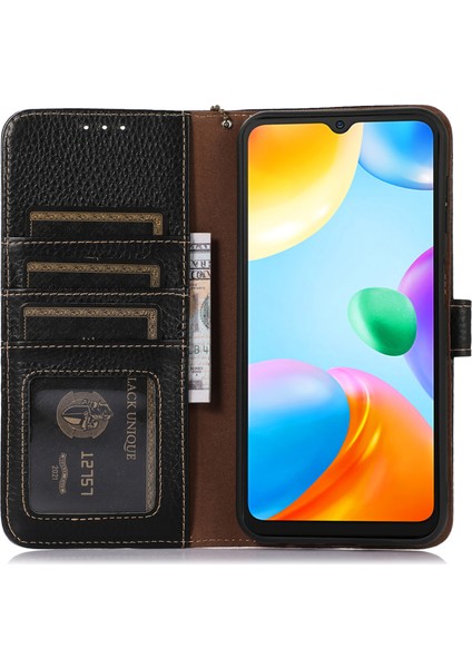 Xiaomi Redmi Note 13 5g Telefon Kılıfı Için Rfıd Engelleme Hakiki Inek Deri Kapak Çevirin-Siyah (Yurt Dışından)