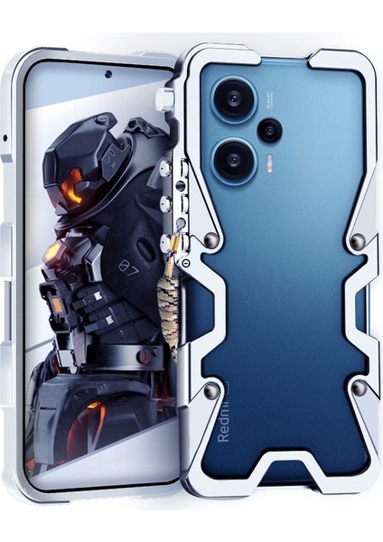 Xiaomi Redmi Için Not 12 Turbo Kılıf Mekanik Kol Alüminyum Alaşımlı Çarpmaya Dayanıklı Çerçeve Kapak-Gümüş (Yurt Dışından)