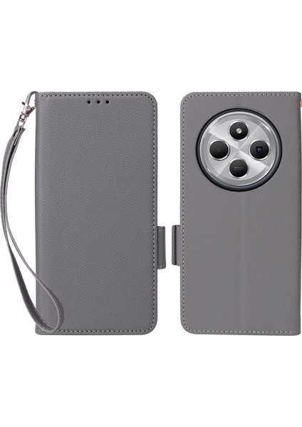 Xiaomi Redmi 14C 4g Kılıf Litchi Doku Pu Deri Cüzdan Çevirme Telefon Kapağı-Gri (Yurt Dışından)