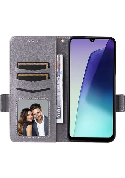 Xiaomi Redmi 14C 4g Kılıf Litchi Doku Pu Deri Cüzdan Çevirme Telefon Kapağı-Gri (Yurt Dışından) modelleri
