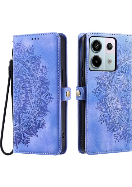 Xiaomi Poco X6 5g Kılıf Için Cilt Hissedin Totem Baskılı Cüzdan Deri Telefon Kapağı-Mor (Yurt Dışından)