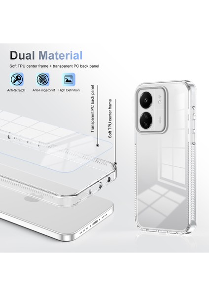 Xiaomi Redmi Için 13C 4g/5g Temizle Telefon Kılıfı Tpu Pc Kaymaz Damla Korumalı Arka Kapak-Şeffaf (Yurt Dışından) modelleri