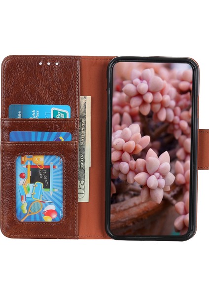 Xiaomi Redmi 14C 4g Kılıf Için Nappa Doku Bölünmüş Deri Cüzdan Telefon Kapağı-Kahverengi (Yurt Dışından) indirimleri