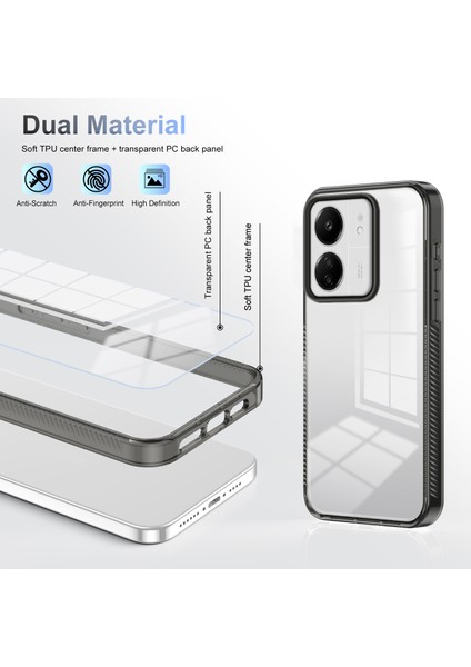 Xiaomi Redmi Için 13C 4g/5g Temizle Telefon Kılıfı Tpu Pc Kaymaz Damla Korumalı Arka Kapak-Siyah (Yurt Dışından) modelleri