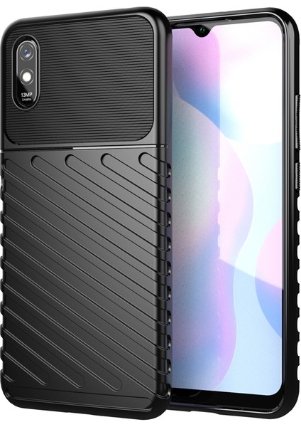 Xiaomi Redmi 9A-SIYAH Için Thunder Serisi Dimi Doku Yumuşak Tpu Telefon Kılıfı (Yurt Dışından)