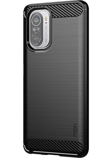 Xiaomi Redmi K40 Pro+ Için Karbon Fiber Fırçalanmış Tpu Kapak -Siyah (Yurt Dışından)