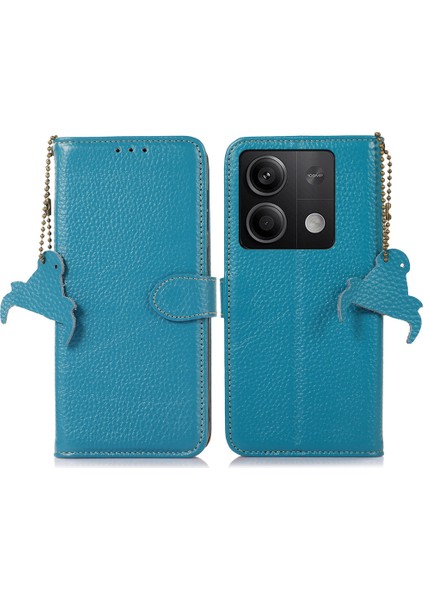 Xiaomi Redmi Note 13 5g Telefon Kılıfı Için Rfıd Engelleme Hakiki Inek Deri Kapak Çevirin-Mavi (Yurt Dışından)