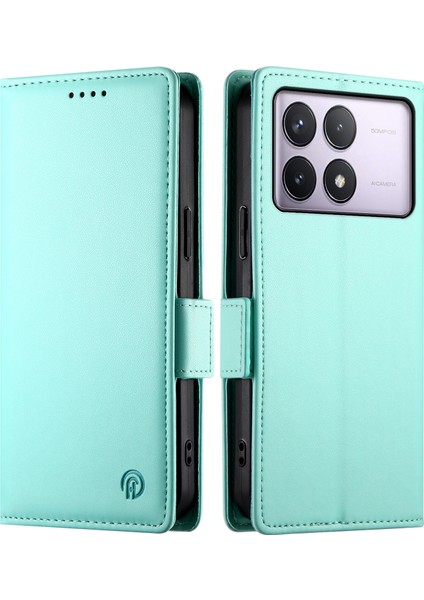 Xiaomi Poco F6 Pro 5g Cüzdan Kılıf Pu Deri Standlı Telefon Kapağı-Nane Yeşili (Yurt Dışından)