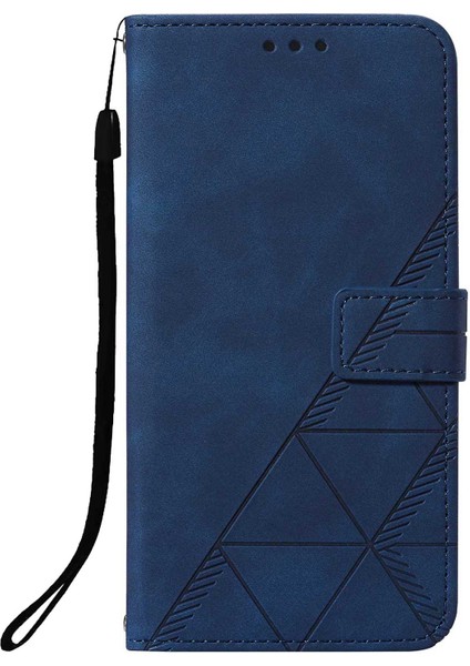 Pb2 Serisi Şık Baskı Hatları Pu Deri Çevirme Cüzdan Kılıf Standı Telefon Kaplama Kabuk Için Xiaomi Redmi 9AT -Sapphire (Yurt Dışından)