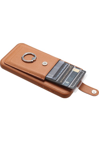 Xiaomi Poco X6 5g Kılıf Çizim Tipi Kart Yuvaları Litchi Doku Deri Arka Kapak Halkalı Kickstand-Kahverengi (Yurt Dışından) fiyatları
