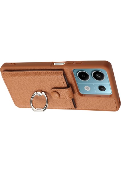 Xiaomi Poco X6 5g Kılıf Çizim Tipi Kart Yuvaları Litchi Doku Deri Arka Kapak Halkalı Kickstand-Kahverengi (Yurt Dışından) fırsatları