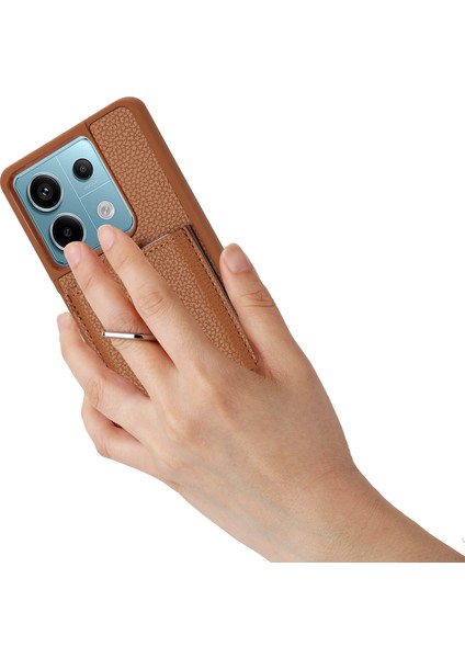 Xiaomi Poco X6 5g Kılıf Çizim Tipi Kart Yuvaları Litchi Doku Deri Arka Kapak Halkalı Kickstand-Kahverengi (Yurt Dışından) indirimleri