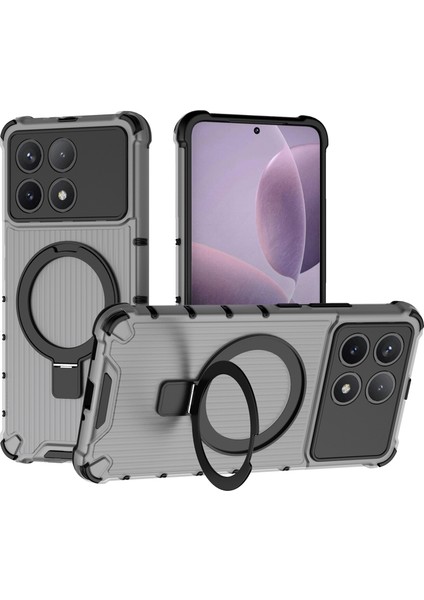 Magsafe-Gri ile Uyumlu Kickstand Pc+Tpu Telefon Kapağı ile Xiaomi Poco F6 Pro 5g Telefon Kılıfı (Yurt Dışından)