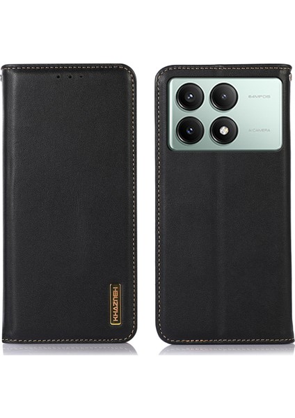 Xiaomi Redmi Için K70E 5g Cep Telefonu Kılıfı Hakiki Inek Deri Rfıd Engelleme Kabuk-Siyah (Yurt Dışından)