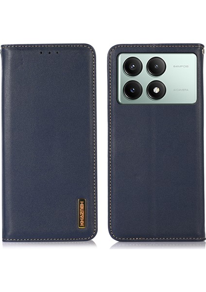 Xiaomi Redmi Için K70E 5g Cep Telefonu Kılıfı Hakiki Inek Deri Rfıd Engelleme Kabuk-Mavi (Yurt Dışından)
