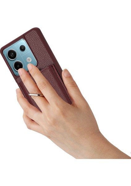 Xiaomi Poco X6 5g Kılıf Çizim Tipi Kart Yuvaları Litchi Doku Deri Arka Kapak Halkalı Kickstand-Şarap Kırmızı (Yurt Dışından) indirimleri