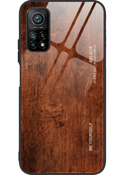 Ahşap Doku Tpu Kenar + Xiaomi Redmi K30S-KAHVERENGI Için Temperli Cam Telefon Kılıfı (Yurt Dışından)